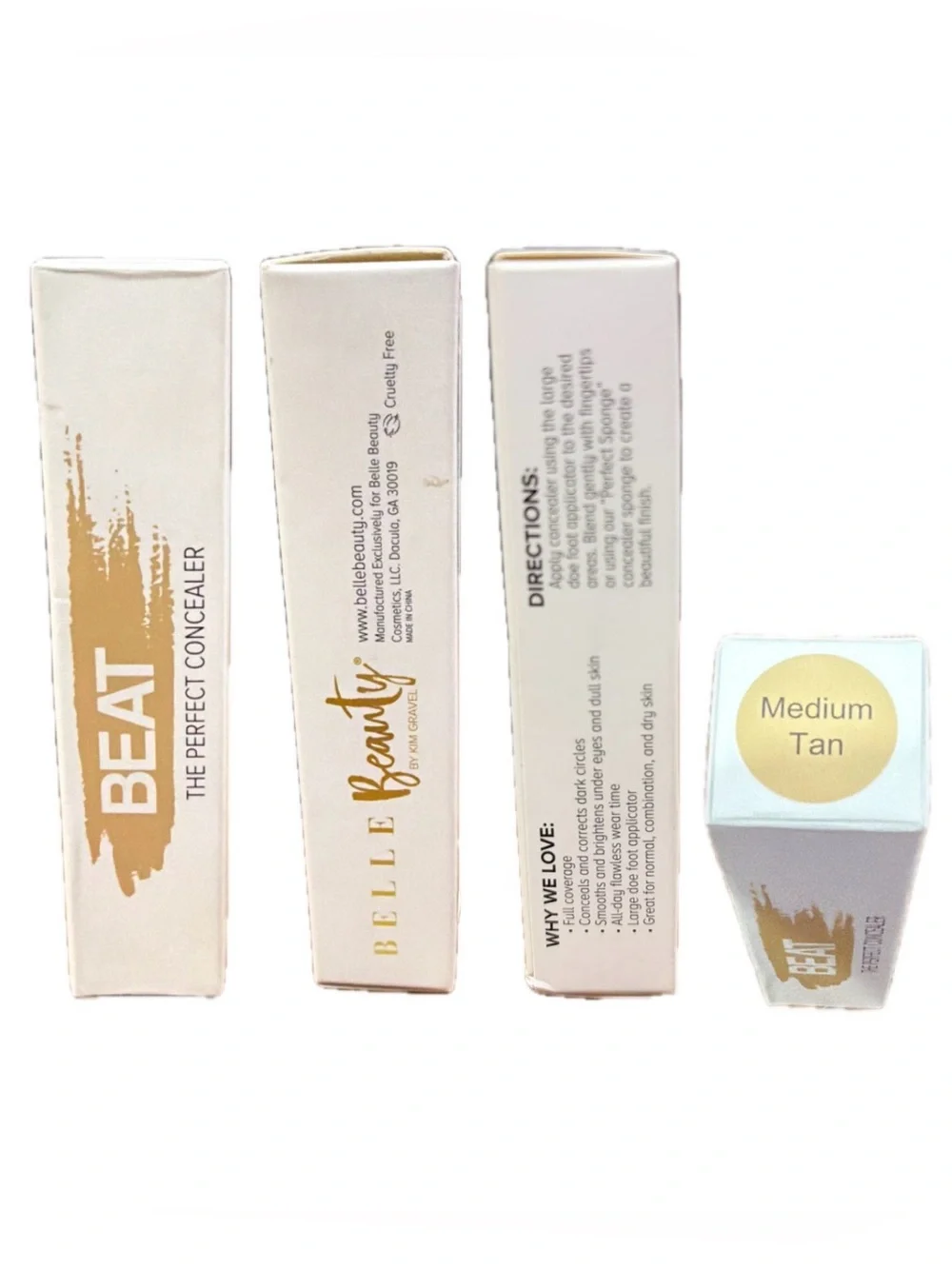 $26 Retail NIB Belle Beauty by Kim Gravel BEAT The Perfect Concealer Medium Tan